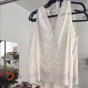 Joie Cream Sleeveless Top with Button Accents